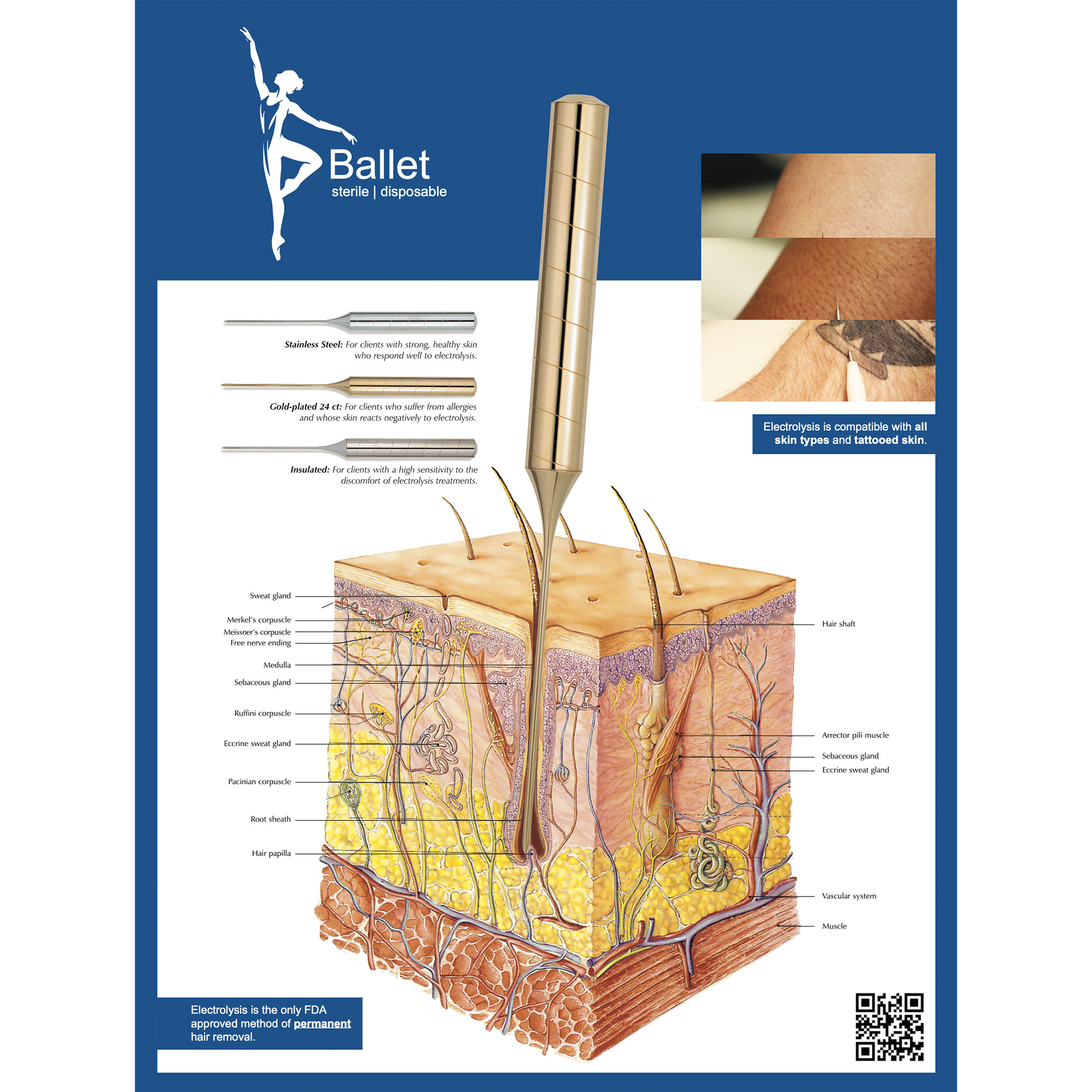 BALLET NEEDLES F5, GOLD (50/PKG)