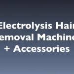 Promotional banner text: 'Electrolysis Hair Removal Machines + Accessories' on a dark blue gradient background.