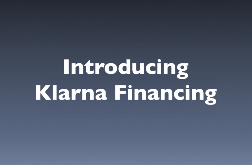Header text: Introducing Klarna Financing on a blue gradient background.